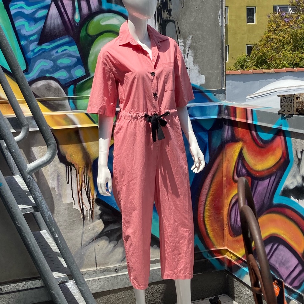 Pink Wide Leg Cropped Jumpsuit